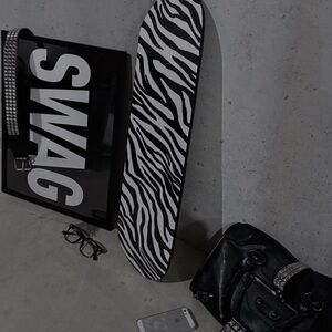 zebra print black and white skateboard deck 🖤